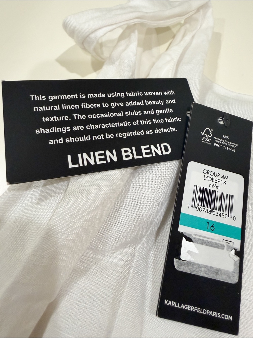 Karl Lagerfeld Paris Linen Blend Floral Midi Dress Belted Pockets White 16 NWT - Picture 15 of 16